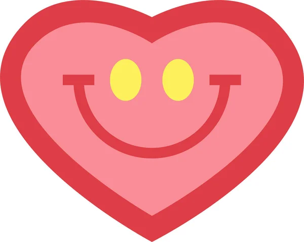 Χαρούμενο Εικονίδιο Αγάπης Καρδιάς Επίπεδο Στυλ — Διανυσματικό Αρχείο