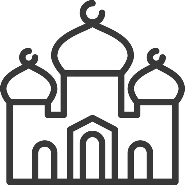 Abrahamisk Islam Masjid Ikon Kontur Stil — Stock vektor