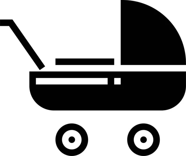 童年时期的婴儿车图标 风格坚实 — 图库矢量图片