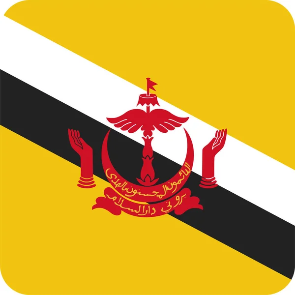 Ikona Vlajky Země Bruneje Plochém Stylu — Stockový vektor