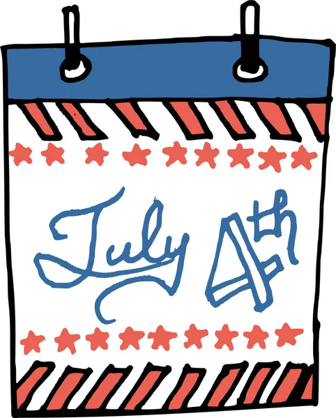 America Icono Calendario Americano Estilo Dibujado Mano — Vector de stock