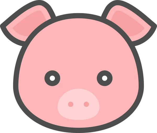 動物の中国豚のアイコンをファイルアウトラインスタイルで — ストックベクタ