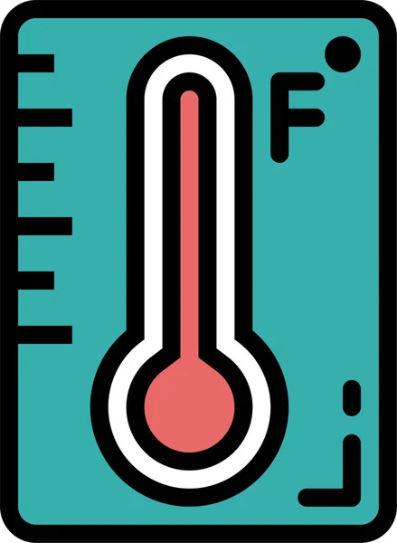 Fedeheit Sıcaklık Termometresi Simgesi Doldurulmuş Dış Hat Biçiminde — Stok Vektör