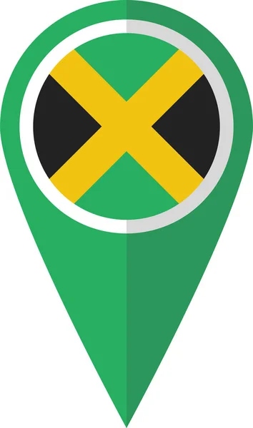 Bandiera Jamaica Pin Icona Stile Piatto — Vettoriale Stock