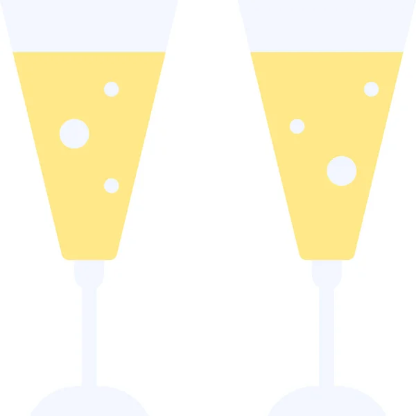 Vánoční Šampaňské Skleněná Ikona Vánoční Kategorii — Stockový vektor