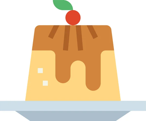 Dessert Nourriture Pudding Icône Dans Style Plat — Image vectorielle