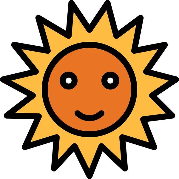 Słońce Słoneczny Ciepły Ikona Filledoutline Styl — Wektor stockowy