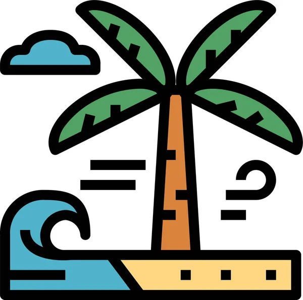 Икона Природы Пляже Гавайи Стиле Filledoutline — стоковый вектор