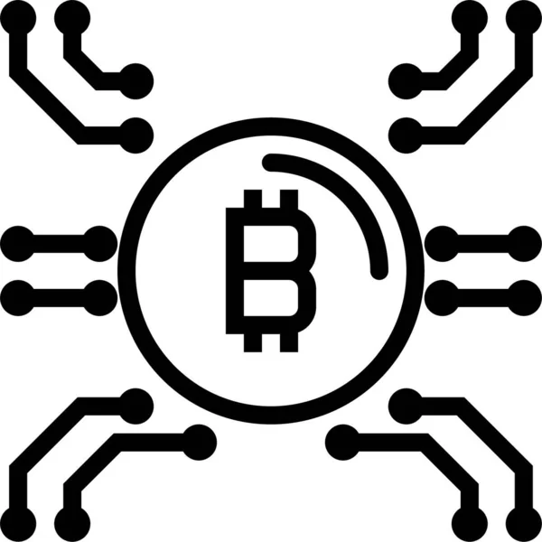 Banca Bitcoin Icono Financiero Estilo Esquema — Vector de stock