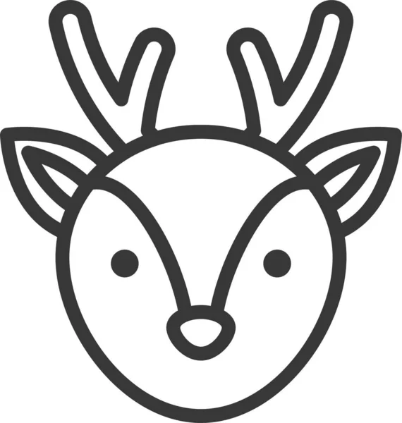 Animal Christmas Deer Icon Outline Style — Stock Vector