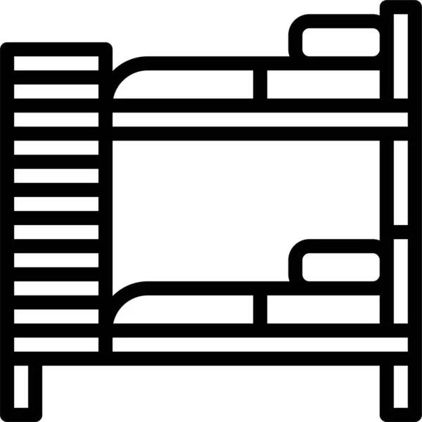 Κουκέτα Κρεβάτι Εικονίδιο Έπιπλα Στυλ Περίγραμμα — Διανυσματικό Αρχείο