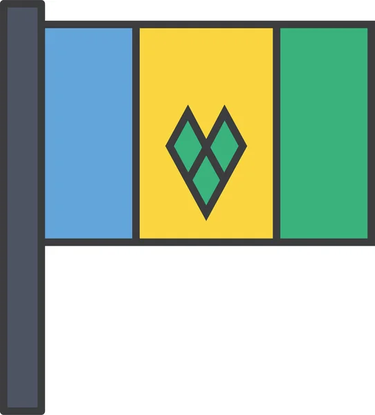 Иконка Флага Страны Гранаты Стиле Filledoutline — стоковый вектор