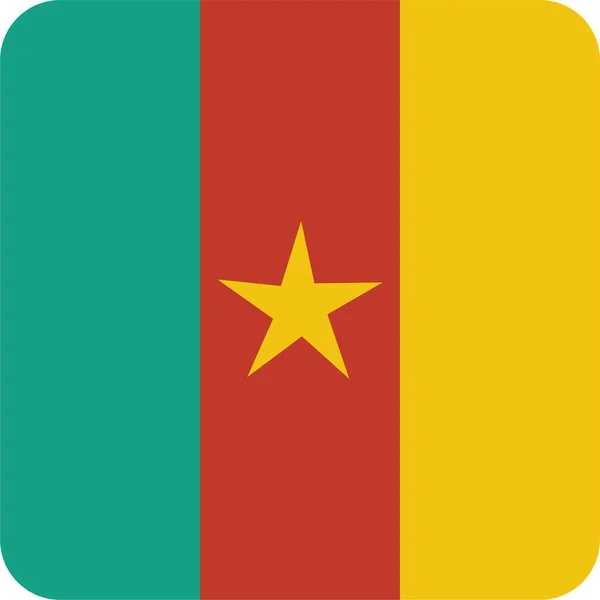 Icône Drapeau Pays Cameroon Dans Style Plat — Image vectorielle
