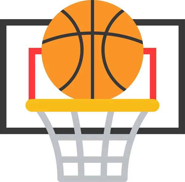 Canasta Pelota Icono Baloncesto Estilo Plano — Vector de stock