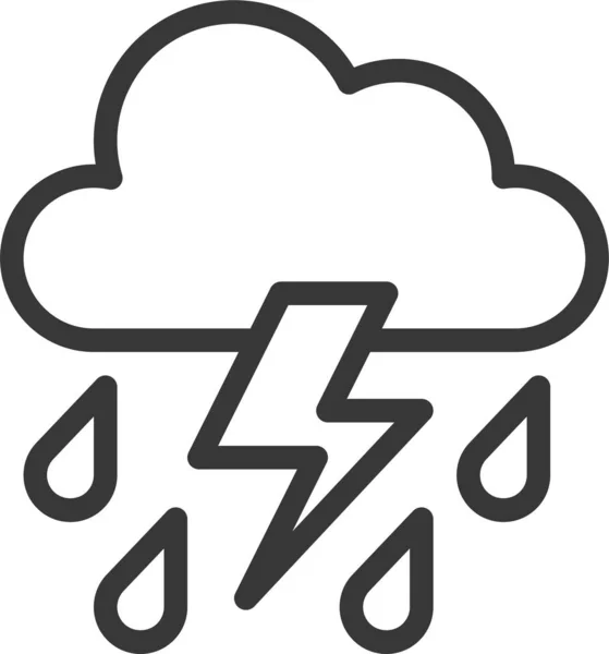 Rain Thunder Thunderstorm Icon Outline Style — Stock Vector