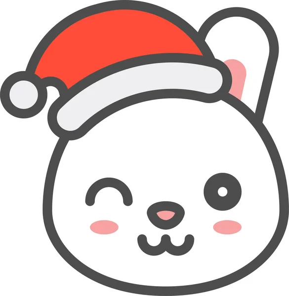 Icona Emoji Natale Coniglietto Pieno Stile Contorno — Vettoriale Stock