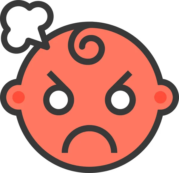 Icona Emoji Bambino Arrabbiato Pieno Stile Contorno — Vettoriale Stock