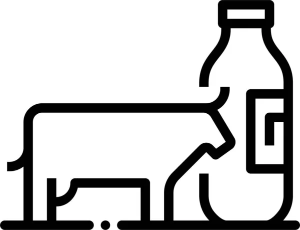 Bouteille Icône Verre Laitier Dans Style Contour — Image vectorielle