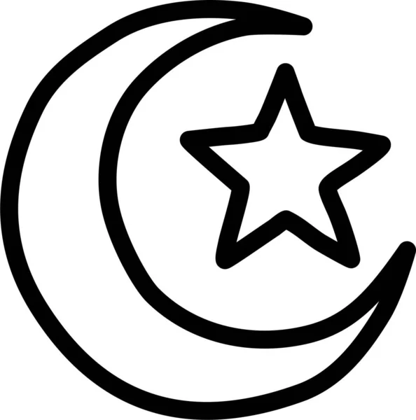 Měsíc Hvězda Islám Ikona Stylu Osnovy — Stockový vektor