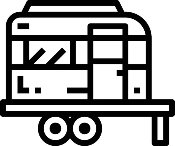 Camping Caravane Remorque Icône Dans Style Contour — Image vectorielle