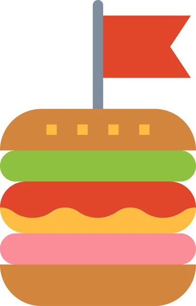 Burger Fast Food Hamburger Icon Flat Style — Stock Vector