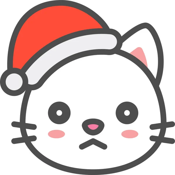 Aburrido Gato Navidad Icono Filledoutline Estilo — Archivo Imágenes Vectoriales