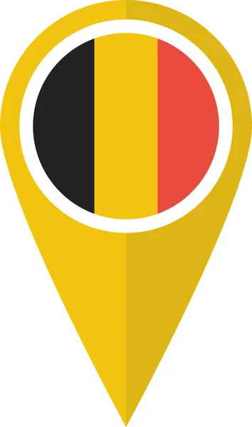 Belgium Flagga Karta Ikon Platt Stil — Stock vektor