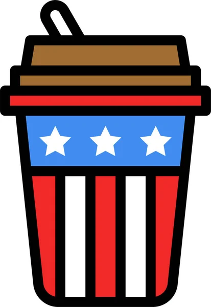 America Beverage Coffee Icon Independencedayus Category — Stock Vector