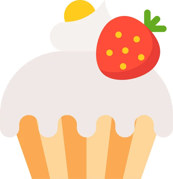 Bakkerij Taart Cupcake Pictogram Platte Stijl — Stockvector