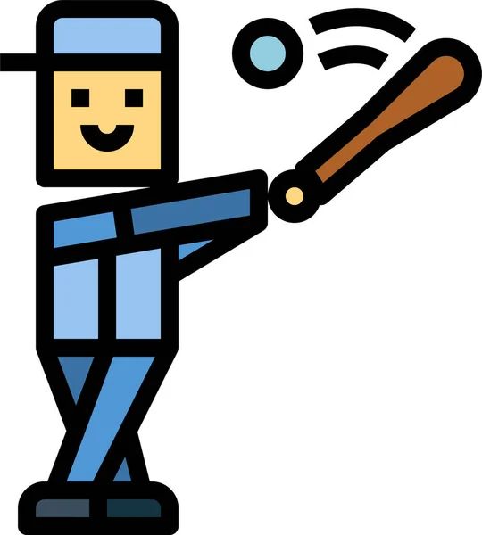 Baseball Tävling Människor Ikon Ifylld Skissera Stil — Stock vektor