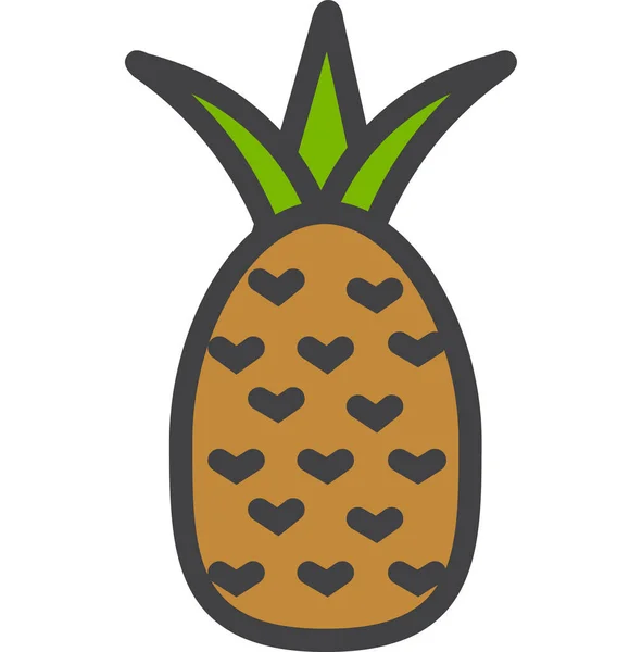 Frucht Ananas Tropische Symbol Filedoutline Stil — Stockvektor