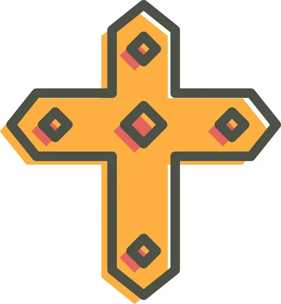 Christian Christianity Cross Icon Filledoutline Style — Stock Vector