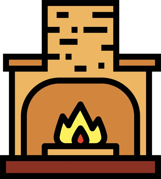 Chimney Fireplace Furniture Icon Filledoutline Style — Stock Vector