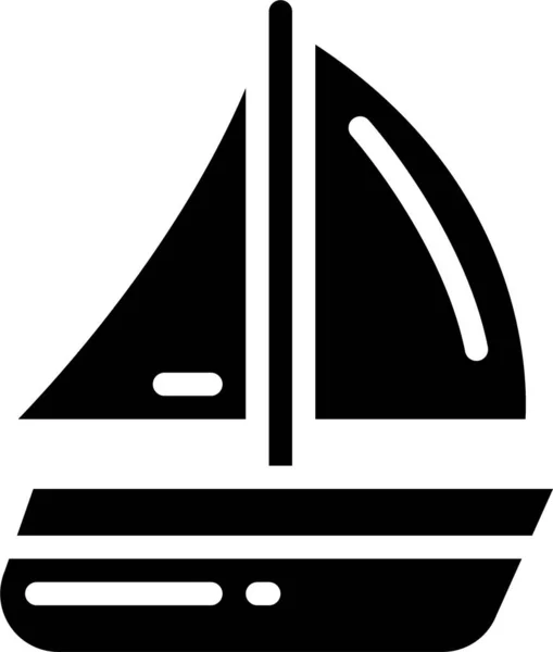 Bateau Yacht Voile Icône Dans Style Solide — Image vectorielle