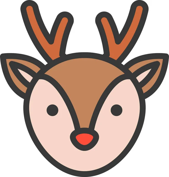 Animal Christmas Deer Icon Filledoutline Style — Stock Vector