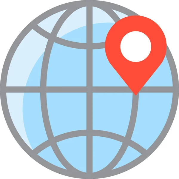 Direction Globe Icône Localisation Dans Style Plat — Image vectorielle