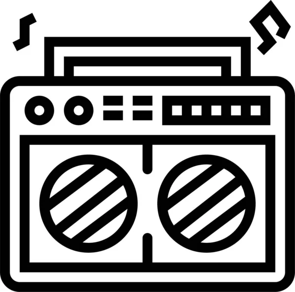 Icono Radio Música Casete Estilo Esquema — Vector de stock