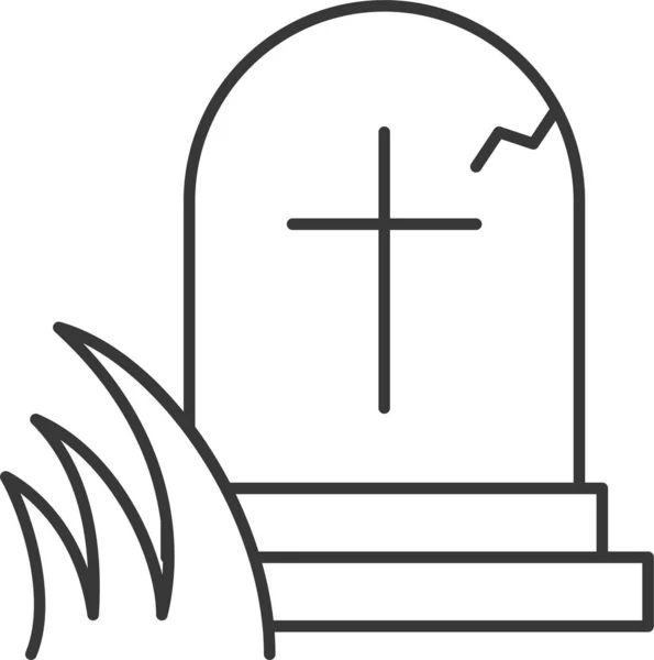 Celebración Cruz Muerte Icono Estilo Del Esquema — Archivo Imágenes Vectoriales