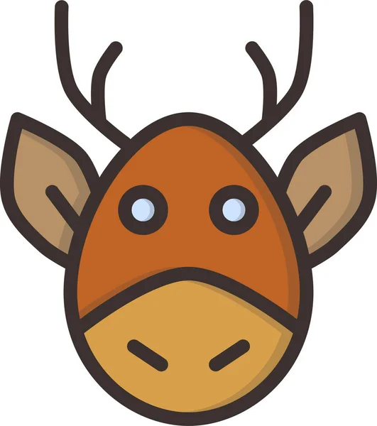 Christmas Claus Deer Icon Filledoutline Style — 图库矢量图片