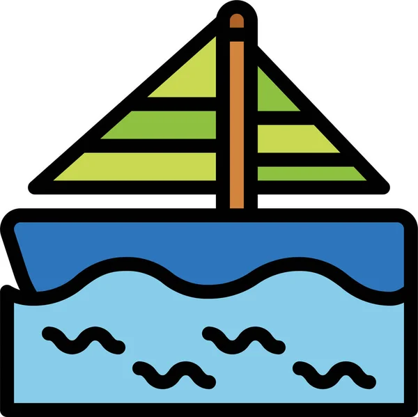 Boat Sailboat Transport Icon Filledoutline Style — 스톡 벡터