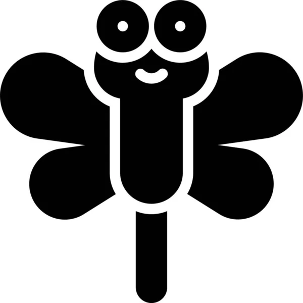 Animal Bug Libellule Icône Dans Style Solide — Image vectorielle