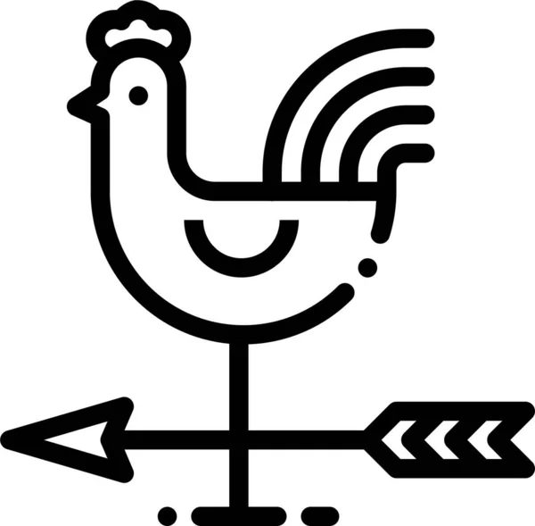 Icône Girouette Direction Coq Dans Style Contour — Image vectorielle