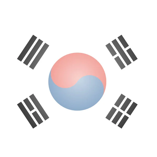 韩国国旗图标 等距风格 — 图库矢量图片