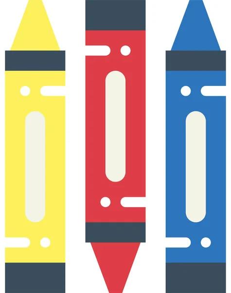 Crayons Dessinent Icône Des Outils Dans Style Plat — Image vectorielle