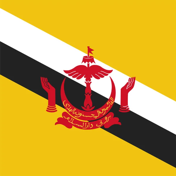 ブルネイ国旗のアイコンをフラットスタイルで表示 — ストックベクタ