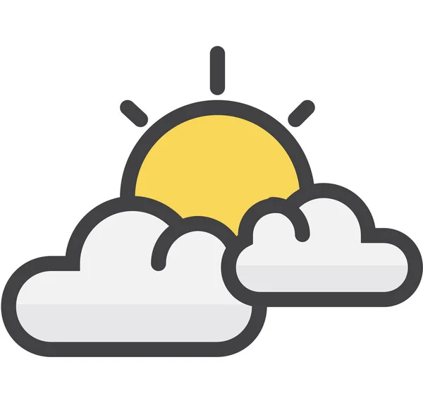Nubes Parcialmente Soleado Icono Estilo Filledoutline — Vector de stock