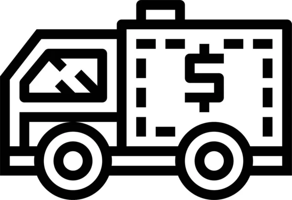 Bank Delivery Truck Icon Outline Style — Stock Vector