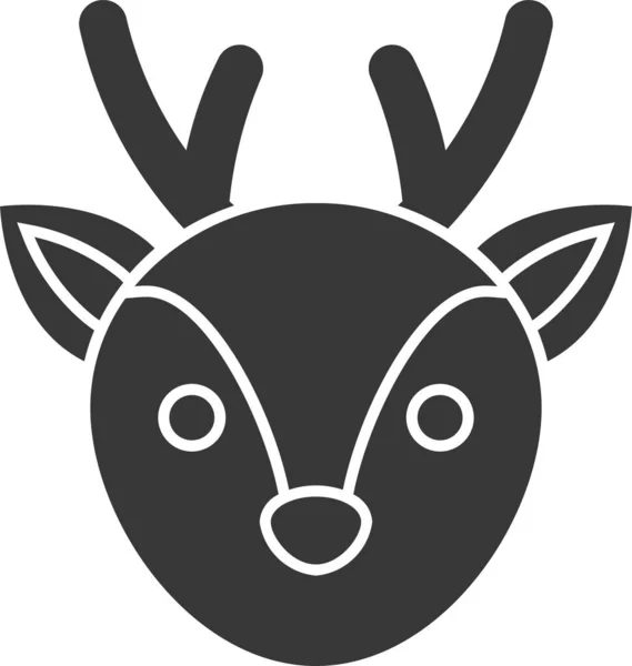 Animal Christmas Deer Icon Solid Style — Stock Vector