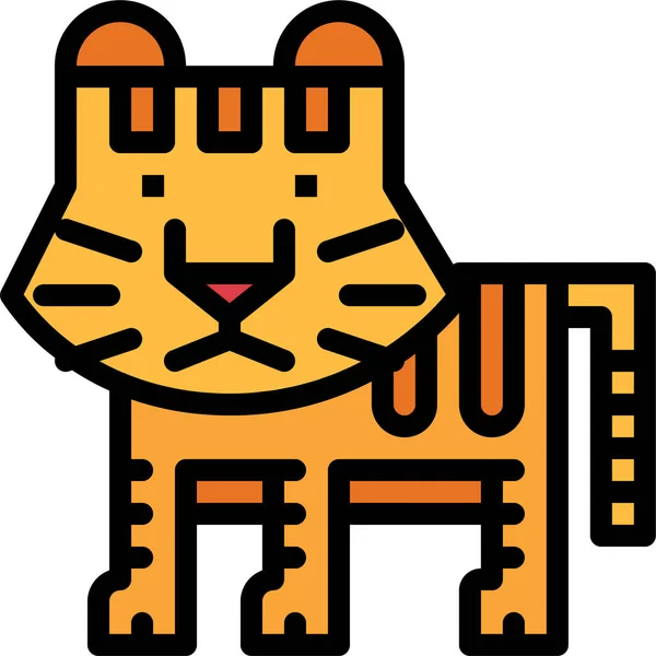 Свирепая Икона Тигра Млекопитающего Стиле Филедлайна — стоковый вектор