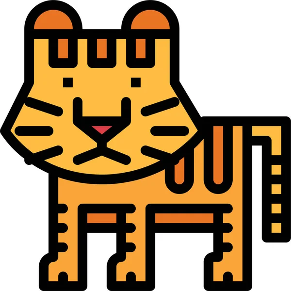 Fiero Tigre Mamífero Icono Estilo Filledoutline — Vector de stock